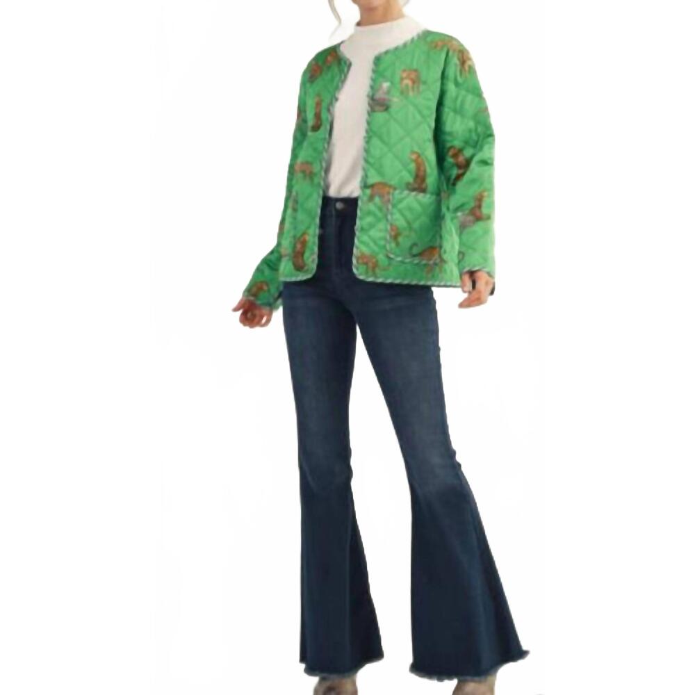 NEW JODIFL cheetah chic quilted jacket in green